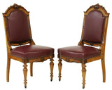 Antique Chairs, Dining, (6) French Napoleon III, Upholstered, Tack Trim, 1800's! - Old Europe Antique Home Furnishings