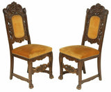 Antique Chairs, Side, Four French Carved Oak Side Paw Foot, Upholstered, 1800s!! - Old Europe Antique Home Furnishings