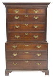 Antique Chest-on-Chest, English Georgian Period, Oak, Cornice, 8 Drawers, 1700s! - Old Europe Antique Home Furnishings