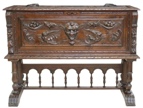 Antique Chest, Carved, on Stand, Spanish Renaissance Revival, Early 19 ...