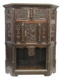 Antique Cupboard, Gothic Revival, Carved Oak, Credence, Foliates, 1800s!! - Old Europe Antique Home Furnishings