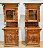 Antique Cupboards, French Matched Pair, Carved Wood, 92 1/2 H., Set of 2, 1800s! - Old Europe Antique Home Furnishings