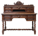 Antique Desk, Bureau A Gradin, French Henri II Style, Carved Oak, 1800s!! - Old Europe Antique Home Furnishings