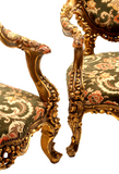 Antique Fauteuils, Armchairs, (2) Louis XV Style Gilt, Upholstered Chairs! - Old Europe Antique Home Furnishings