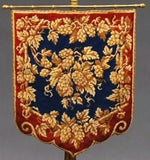 Antique Fire Screen, Tapestry, English Brass & Carved Mahogany, Georgian, 1800s! - Old Europe Antique Home Furnishings
