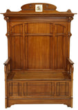 Antique Hall Bench, Art Nouveau Carved Walnut, Hall Way, early 1900s, Gorgeous! - Old Europe Antique Home Furnishings