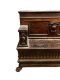 Antique Hall Bench, French Renaissance Revival, Carved Shields, Faces, 1700's!! - Old Europe Antique Home Furnishings