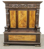 Antique Hall Bench, Italian Renaissance Revival, Carved, ( 1800s ), Handsome! - Old Europe Antique Home Furnishings