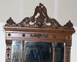 Antique Mirror, German Foyer Mirror, Finely Carved Eagle Crest, Huge 1800's!! - Old Europe Antique Home Furnishings