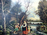 Antique Painting, European Oil on Canvas Signed by H. Hidalgo, Gold Frame!! - Old Europe Antique Home Furnishings