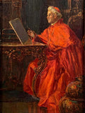 Antique Painting, European Oil on Wood, Cardinal Painting, Gold Frame! - Old Europe Antique Home Furnishings