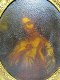 Antique Painting, Oil on Metal, European, Gold Framed, Religious, Wall Decor! - Old Europe Antique Home Furnishings