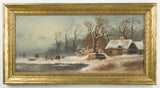 Antique Painting, Winter Landscape, American School, 19th Century ( 1800s ), Lovely! - Old Europe Antique Home Furnishings
