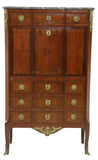 Antique Secretary / Cabinet, French Marble-Top Mahogany, Louis XV / XVI 1800's! - Old Europe Antique Home Furnishings