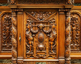 Antique Secretary, French Renaissance Revival Figural Carved, Walnut and Marble! - Old Europe Antique Home Furnishings