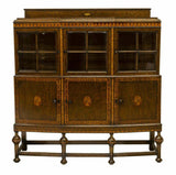 Antique Server, English Oak Marquetry Display Cabinet, Sideboard, Handsome! - Old Europe Antique Home Furnishings