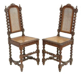 Antique Side Chairs, (9), Henri II Style, Carved Wood, Caned, Crests, 1800s!! - Old Europe Antique Home Furnishings