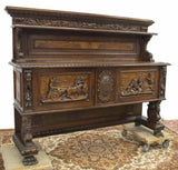 Antique Sideboard Display, Renaissance Revival Figural Carved, Early 1900's! - Old Europe Antique Home Furnishings