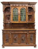 Antique Sideboard / Cabinet Renaissance Revival Well-Carved Hunt, early 1900s!! - Old Europe Antique Home Furnishings