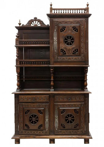 Antique Sideboard, Fine Breton, Foliate, Carved, Display, Gorgeous, 1800's!! - Old Europe Antique Home Furnishings