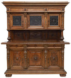 Antique Sideboard, Italian Renaissance Revival Walnut, Cornice, Early 1900's! - Old Europe Antique Home Furnishings