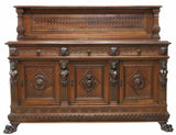 Antique Sideboard, Renaissance Revival Carved Walnut, Early 1900's, Gorgeous! - Old Europe Antique Home Furnishings