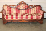 Antique Sofa, Empire Period, Medallion Back, New Upholstery, Red/Beige, 1800's! - Old Europe Antique Home Furnishings