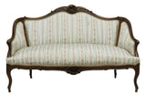 Antique Sofa, Settee, French Louis XV Style Walnut Salon, Striped Floral 1800's! - Old Europe Antique Home Furnishings
