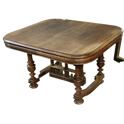 Antique Table, Dining, French Extension Table, Square, Circa 1900's, Beautiful! - Old Europe Antique Home Furnishings