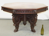 Antique Table, Foyer, Italian Baroque, Octagonal Pedestal Table, Early 1800's! - Old Europe Antique Home Furnishings