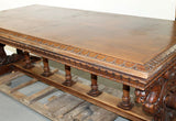Antique Table, French Baroque, Carved, Griffin Base, Columnar Supports, 1800s!! - Old Europe Antique Home Furnishings