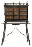 Antique Vargueno / Bargueno, Spanish Baroque Style On Stand, Gilt Metal, 1800s! - Old Europe Antique Home Furnishings
