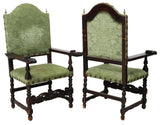 Antique Armchairs, Pair, Carved, Spanish Baroque Style, Highback, Early 1900s!! - Old Europe Antique Home Furnishings