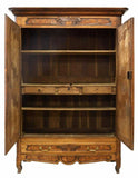 Antique Armoire, French Provincial Louis XV Style Burl Elm Wardrobe, 19th C 1800's!! - Old Europe Antique Home Furnishings