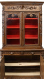 Antique Bookcase, French Henri II Style Carved Oak Stepback, Display,1800's!! - Old Europe Antique Home Furnishings
