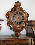 Antique Bookcase, French Renaissance with Clock, Glass Paned Doors, 1800s!! - Old Europe Antique Home Furnishings