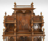 Antique Buffet, Display Cabinet French Renaissance Revival Carved Walnut, 1800's!! - Old Europe Antique Home Furnishings