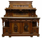 Antique Cabinet, Sideboard, Sid Hunt, French Marble-Top Walnut, 1800s, Gorgeous! - Old Europe Antique Home Furnishings