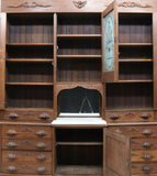 Gorgeous Antique Cabinet, Victorian American Walnut Monumental Etched Glass, 1800's, 19th Century Gorgeous! - Old Europe Antique Home Furnishings