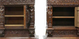 Antique Cabinets / Cupboards, Pair of Continental Carved Oak Court, Marble, 1800's!! - Old Europe Antique Home Furnishings