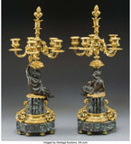 Antique Candelabra, Gilt & Patinated Bronze, Napoleon III, 1800s, Gorgeous Pair - Old Europe Antique Home Furnishings