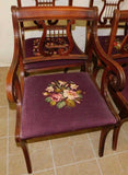 Antique Chairs, Dining, Set of 6 Mahogany Dining Chairs With Needlepoint Seats!! - Old Europe Antique Home Furnishings