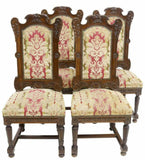 Antique Chairs, Dining, Set of Six, French Louis XIV Style Carved Walnut, 1800s!! - Old Europe Antique Home Furnishings