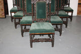 Antique Chairs, Ten French Renaissance Chairs,Upholstered in Dark Green Fabric! - Old Europe Antique Home Furnishings