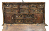 Antique Chest, Cabinet on Stand, Spanish Carved Vargueno Doc., 1700s, Handsome! - Old Europe Antique Home Furnishings