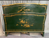 Antique Chinoiserie Bed, Lacquered & Paint Decorated Bed, Aisan Theme, 1900's! - Old Europe Antique Home Furnishings