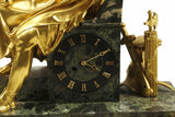 Antique Clock, French, Mantel, Large, Empire Style Bronze & Marble Clock, 1800's - Old Europe Antique Home Furnishings