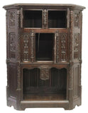 Antique Cupboard, Gothic Revival, Carved Oak, Credence, Foliates, 1800s!! - Old Europe Antique Home Furnishings