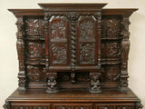 Antique Cupboard, Stepback Early Carved Figural Panels Cabinet, Gorgeous! - Old Europe Antique Home Furnishings