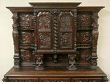 Antique Cupboard, Stepback Early Carved Figural Panels Cabinet, Gorgeous! - Old Europe Antique Home Furnishings